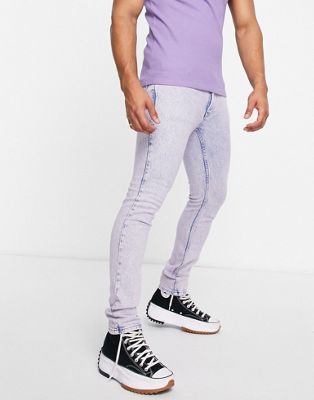 Topman stretch skinny jeans in pink overdye  - ASOS Price Checker