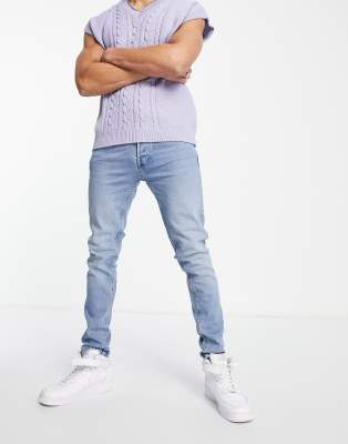 Topman stretch skinny jeans in powder blue  - ASOS Price Checker