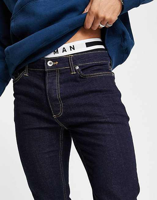 Topman stretch skinny jeans raw denim | ASOS