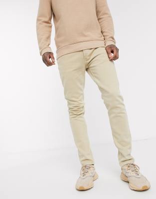 Topman stretch skinny jeans in stone wash-White