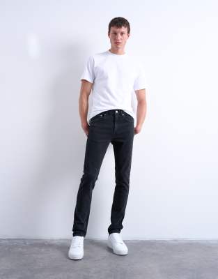 Topman Stretch Skinny Jeans In Black