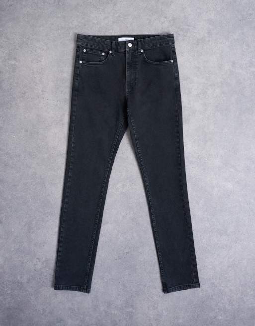 Topman stretch skinny jeans in washed black, 6 of 7