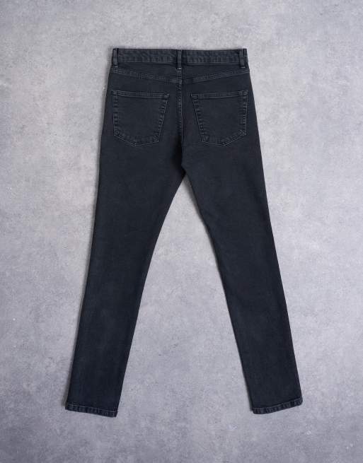 Topman stretch skinny jeans in washed black, 7 of 7