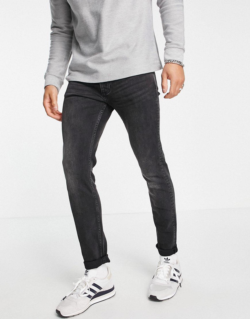 Topman stretch skinny jeans in washed black-Grey