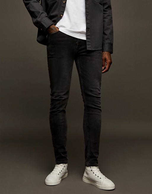 Topman stretch skinny jeans in washed black