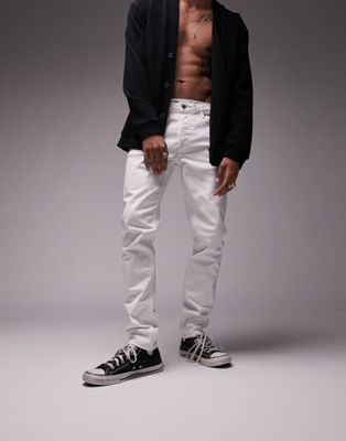 Topman stretch skinny jeans in white - ASOS Price Checker