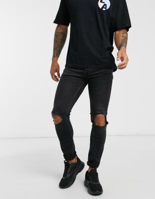 washed black stretch skinny jeans