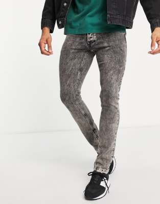 ASOS Skinny Stacked Joggers In Washed Blue for Men