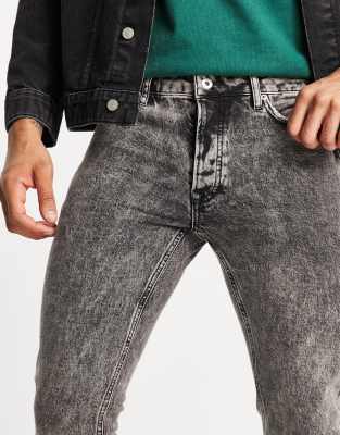 black acid wash jeans men's