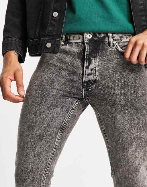 Black acid hot sale wash jeans mens