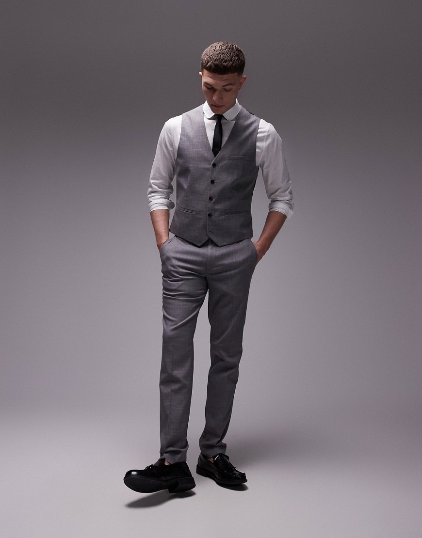 Shop Topman Stretch Skinny Suit Pants In Gray