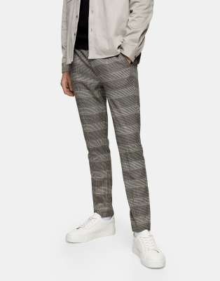 stretch skinny check trousers