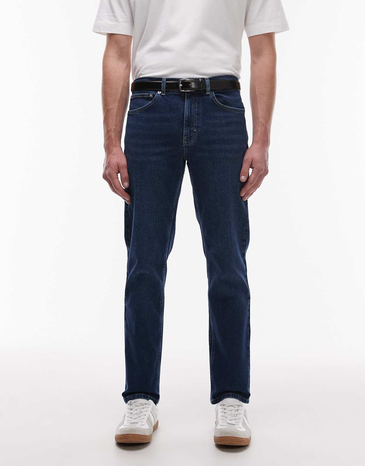Topman stretch slim jean in dark wash blue