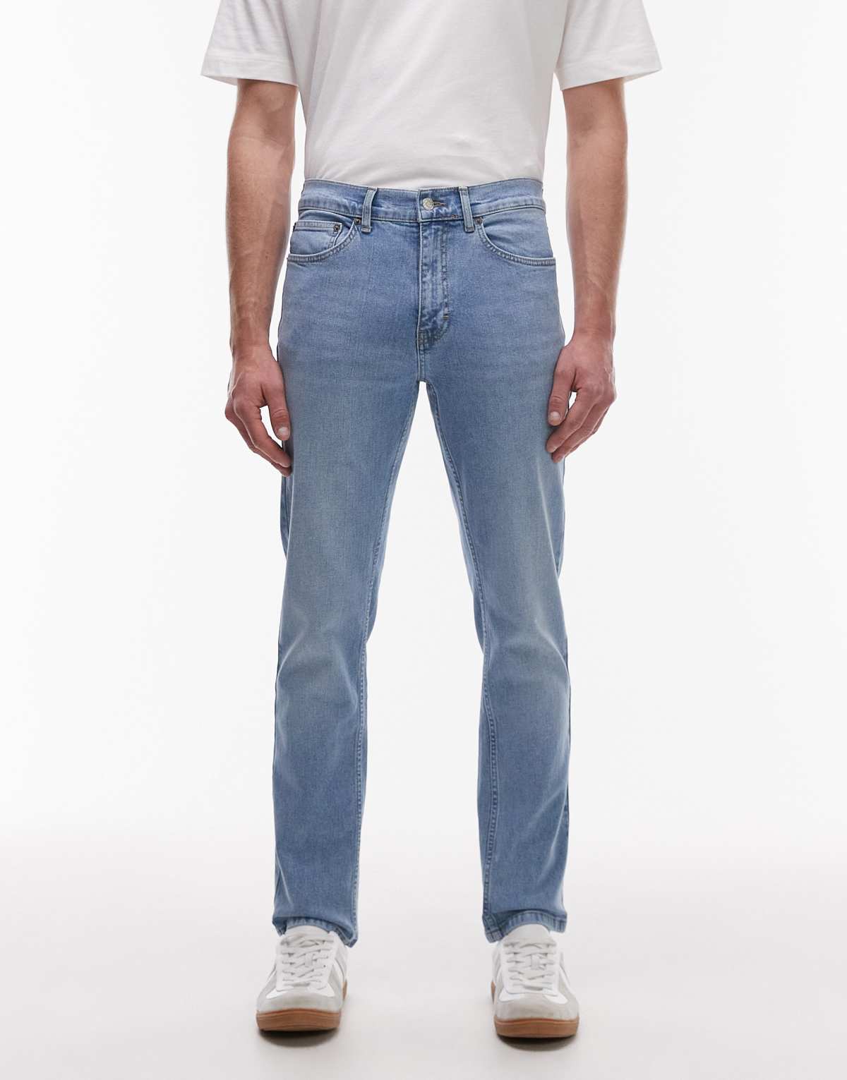 Topman stretch slim jean in light wash blue