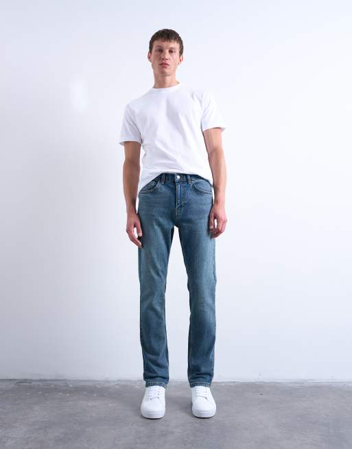 Topman stretch slim jean in mid wash, 2 of 7