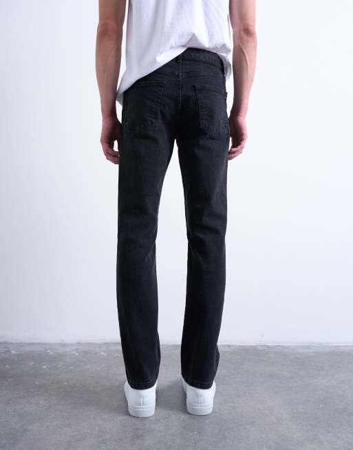Topman stretch slim jean in washed black ASOS