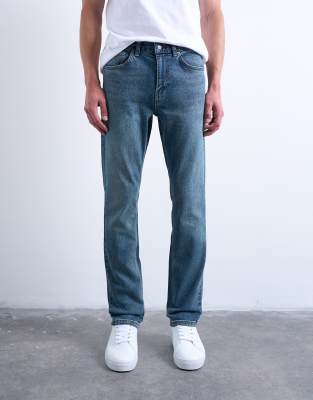Topman Stretch Slim Jeans In Blue