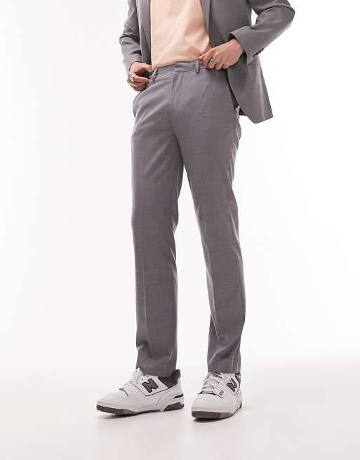 Gray stretch suit pants