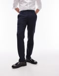 [Topman] Topman stretch slim textured suit pants in navy W28S Navy