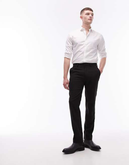  Topman stretch slim textured suit trousers in black