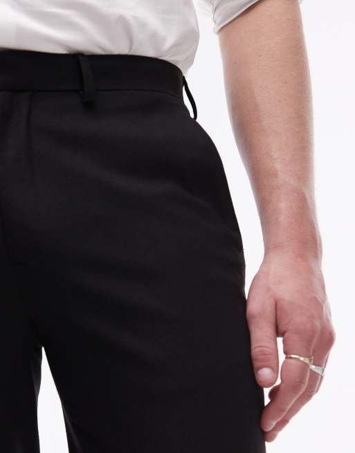 Topman stretch slim textured suit trousers in black, 2 of 5