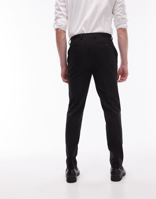 Topman stretch slim textured suit trousers in black, 5 of 5