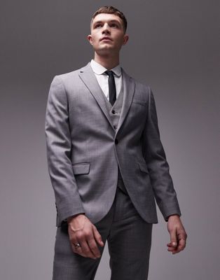 Topman stretch super skinny suit jacket in grey - ASOS Price Checker