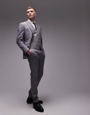 Topman stretch super skinny suit pants in gray