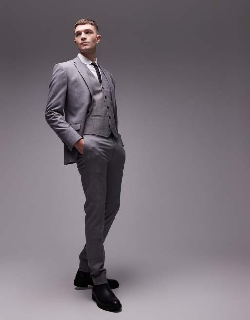 Topman stretch super skinny suit trousers in grey