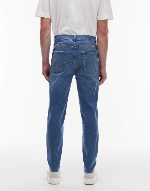 Topman stretch taper jean in mid wash blue, 2 of 5