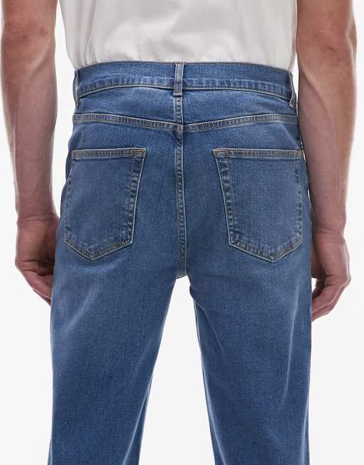 Topman stretch taper jean in mid wash blue, 4 of 5
