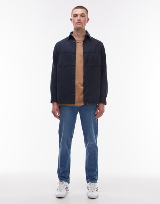 Topman stretch taper jean in mid wash blue, 5 of 5