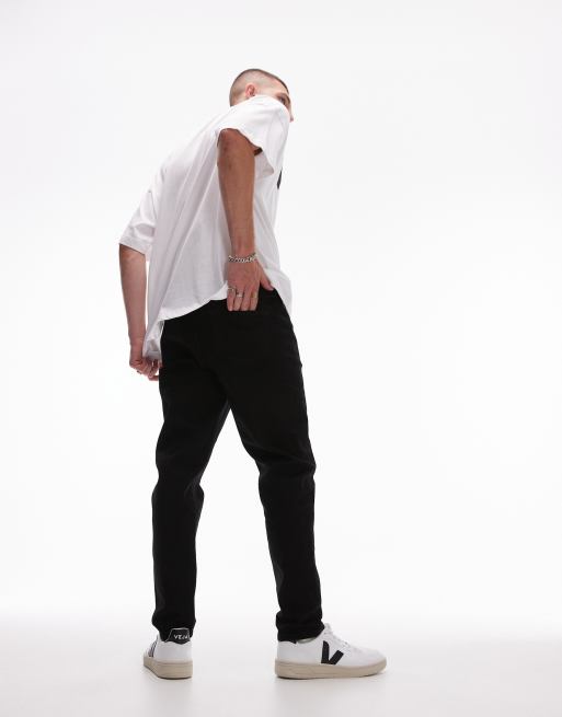 Topman taper jeans in black