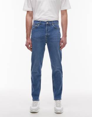 Topman Stretch Taper Jeans In Blue