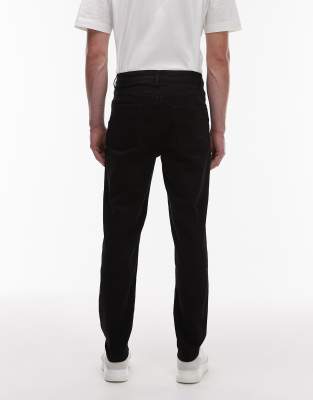 Topman Stretch Tapered Jeans In Black