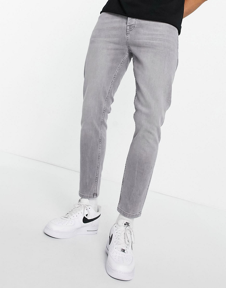 Topman stretch tapered jeans in gray-Grey