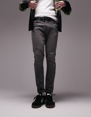 Topman stretch tapered jeans in grey