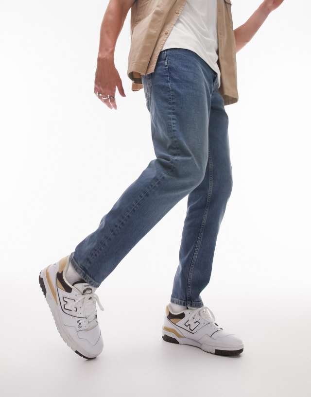 Topman - stretch tapered jeans in mid wash