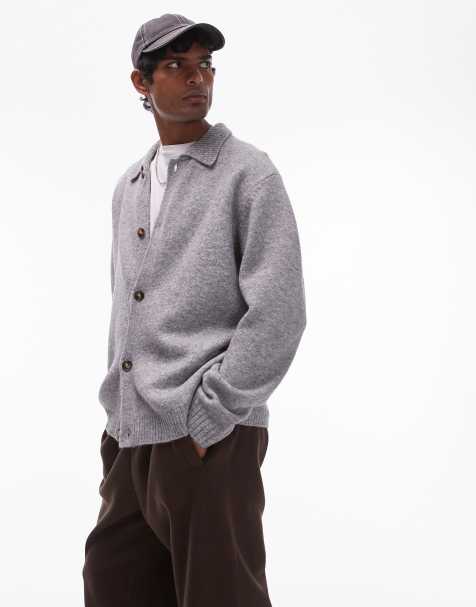 Topman – Strickjacke in Anthrazit mit Knopfleiste - view 1