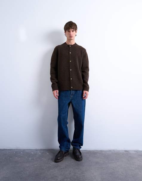 Topman – Strickjacke in Braun mit Rundhalsausschnitt - view 1