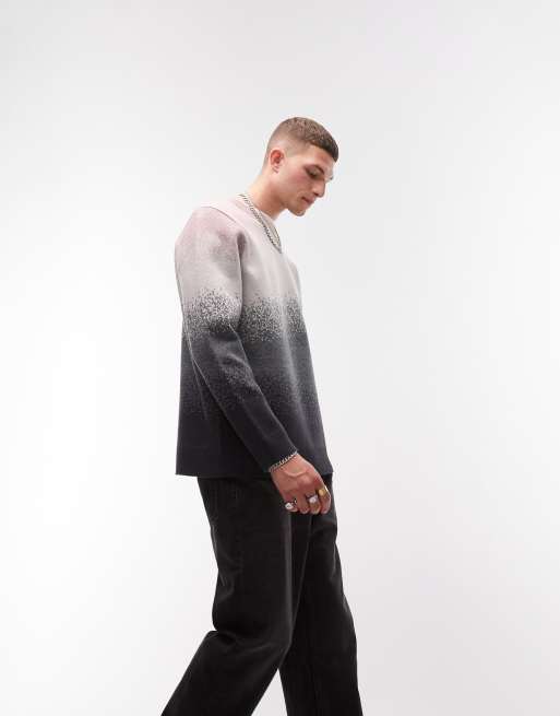 Topman – Strickpullover in Rosa mit Farbverlauf