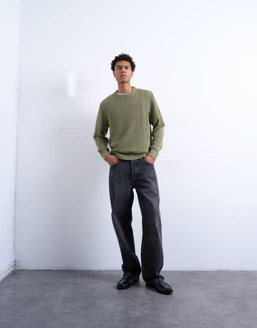 Topman – Strickpullover in verwaschenem Grün in regulärer Passform, 2 von 5