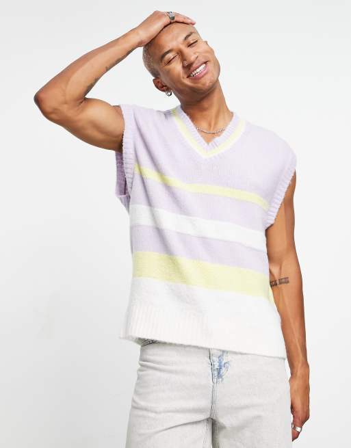 Topman – Stricktanktop in Flieder gestreift