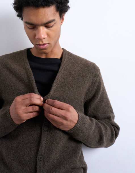 Topman - Strikket brun cardigan i regular fit - view 1