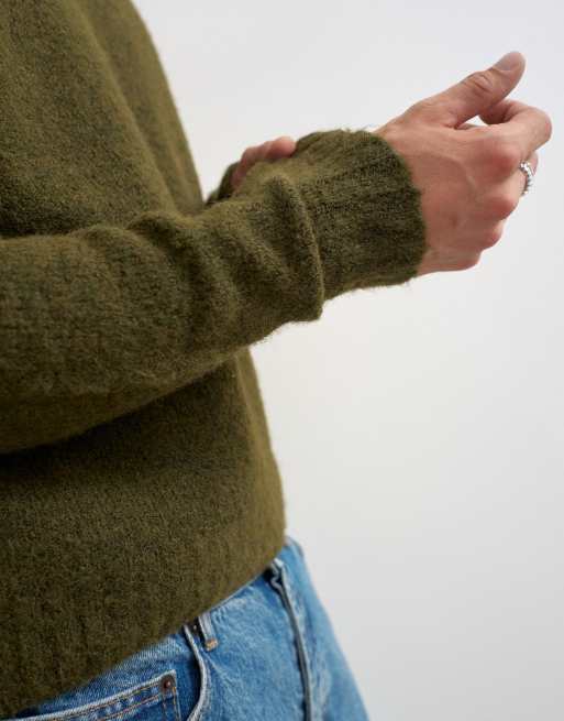 Topman striktrøje med afslappet pasform og løs strik i khaki, 2 af 5