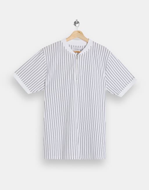 Topman stripe baseball t shirt in white