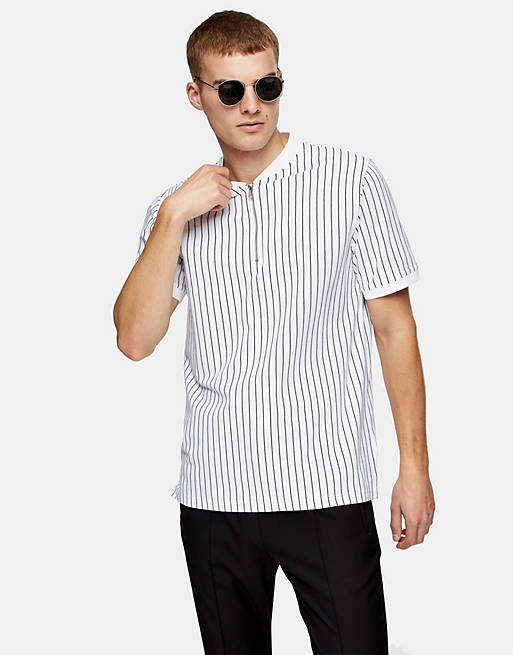 Topman stripe baseball t-shirt in white