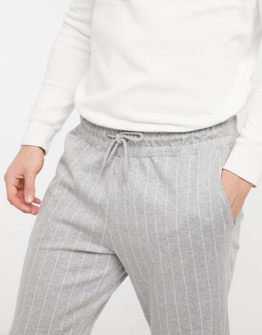 Grey joggers cheap white stripe