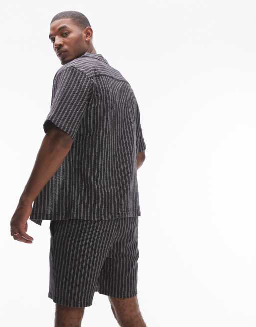 Topman stripe shorts in black (part of a set), 5 of 5