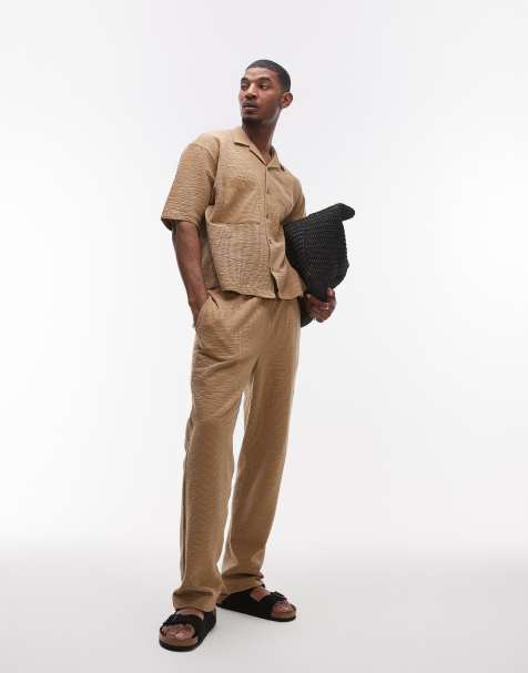 Topman stripe straight fit sweatpants in mustard - view 1